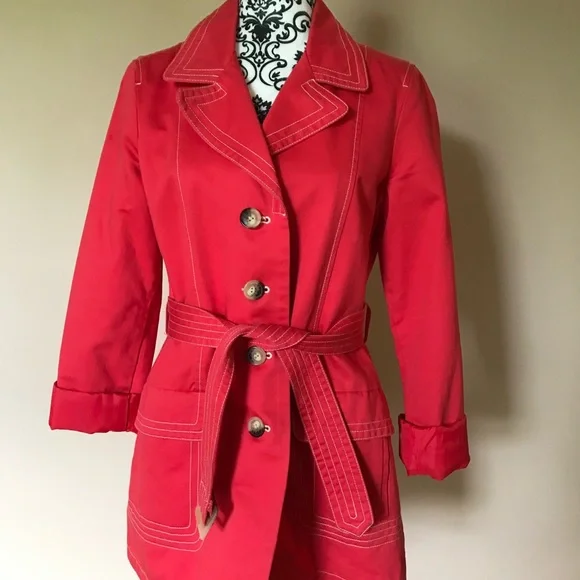 🌹SALE🌹OLD NAVY RED TRENCH - Picture 2 of 5